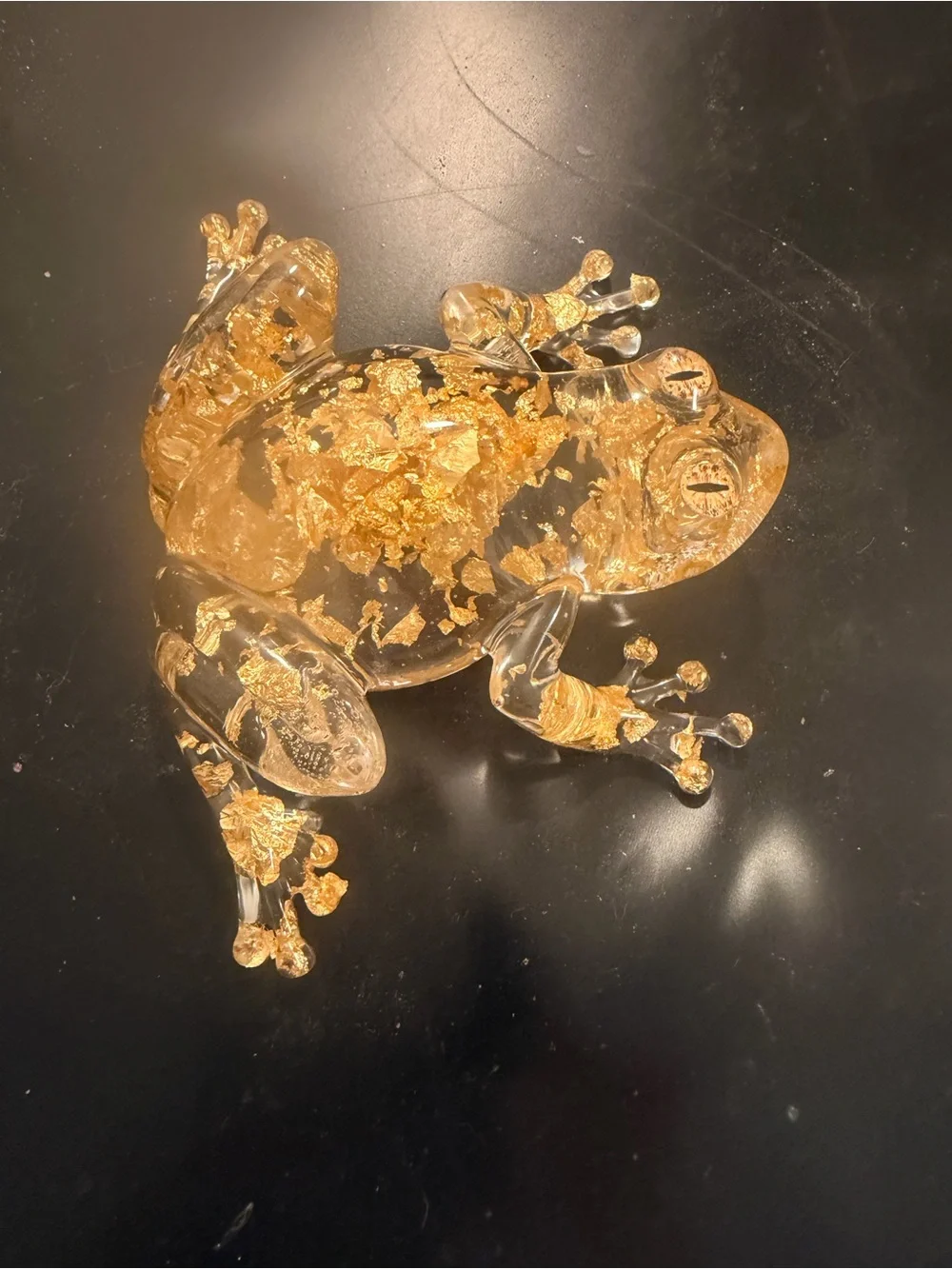 Decorative Clear and Gold resin Frog Ornament - Reptile Accent